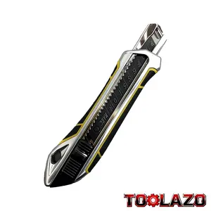 18mm Heavy-Duty Retractable Utility Knife - Zinc Alloy Foldable Box Cutter with 10 SK5 Blades, Safety Lock & Pocket Clip for Cardboard, Packaging, Office and Home Use(A Knife)