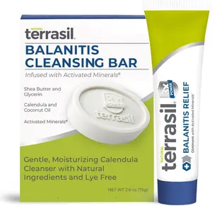 terrasil Balanitis Relief + Cleansing Soap 2-Product Kit - Balanitis Treatment for Men, Natural Foreskin Ointment for Symptoms of Itch & Irritation. Dermatologist Tested (14g Tube + Soap Bar)