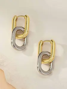 Simple Double Hoop Design Dangle Earrings, Non Tarnish Jewelry, Fashionable Jewelry for Women, Trendy All-match & Exquisite Jewelry for Birthday Gift, Gifts for Her, Dainty Fashion Jewelry, High Quality Earrings