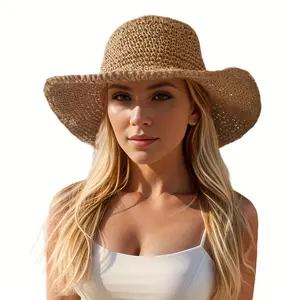 Stilson Women's Beach Large Straw Hat Foldable Summer Wide Brim Oversized Sun Hat Travel Straw Fedora for Beach Days