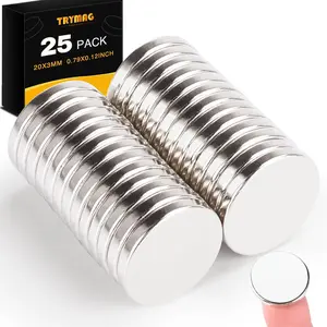25Pcs 20x3mm Neodymium Rare Earth Refrigerator Magnets for Crafts, Magnets Round for Office, Whiteboard, Dry Erase Board, Cabinets