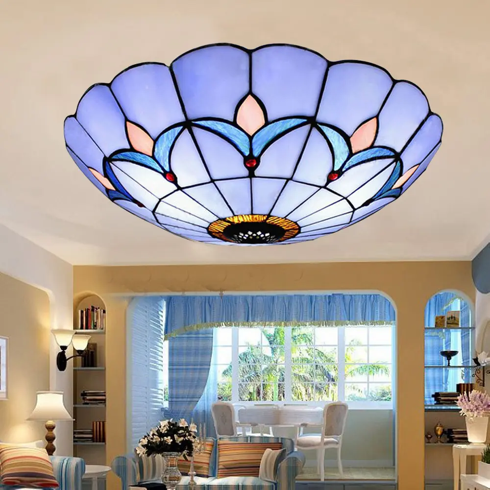 Brand New and High Quality Stained Glass LED Ceiling Flush Mount Light - Decorative Lights, Home Decoration Lamp for Bedroom, Coffee Shop Use