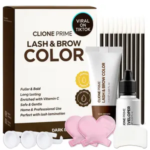 CLIONE PRIME Korean Lash Color At Home Kit - Brow Color Professional, Eyebrow Color Kit with Vitamin C, Fuller & Bold, Long Lasting, Safe & Gentle, Perfect for Lash Lamination
