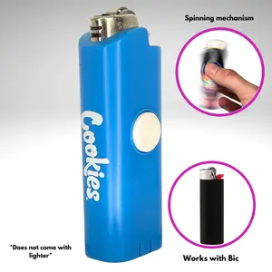 FLKR LYTR: Cookies Fidget Spinner lighter case for Bic Lighters, High quality polypropylene body for durability, comes with one Baby Blue- does not come with lighter