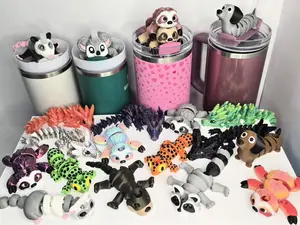 Articulated Straw Buddy - Adorable Animal Toppers for Reusable Cups - Sloth, Koala, Dachshund, Dragon, Ferret, Gecko, Opossum, Frog, Turtle, Flamingo, Crocodile, Fox, Otter, Raccoon, Axolotl, Hippo, Scorpion, Rattlesnake, Flamingo, Wolf