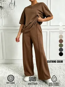 Women's Summer Casual Two-Piece Set, Comfortable Breathable Loose-Fit Outfit, Perfect for Daily Wear and Sports Activities