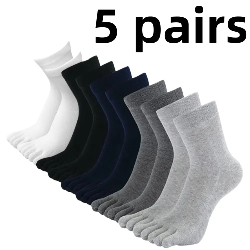 5 piece Five Finger Crew Socks No Show Low Cut Toe Socks Athletic Running Socks Breathable Lightweight Toe Socks for Men Women