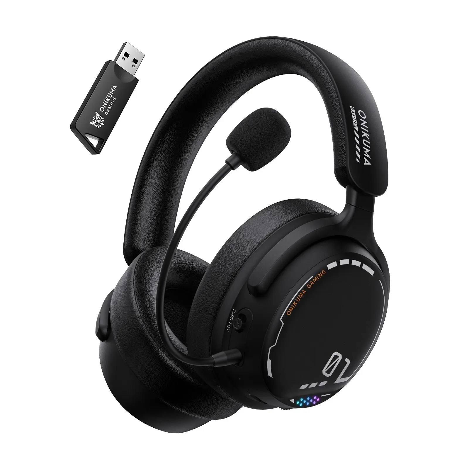 Onikuma 2.4g Wireless Headphones, Tri-Mode Gaming Earbuds, PC Gaming Headset, 1000mah Battery, RGB Light Effect, Over-Ear Design, Birthday Gift, Gaming Accessories