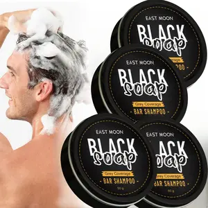 Black Soap for Gray Hair, Natural Hair Darkening Shampoo Bar Gray Hair Coverage Soap, Natural Black Solid Shampoo, for Women and Men, Making Hair Look Darker, Christmas