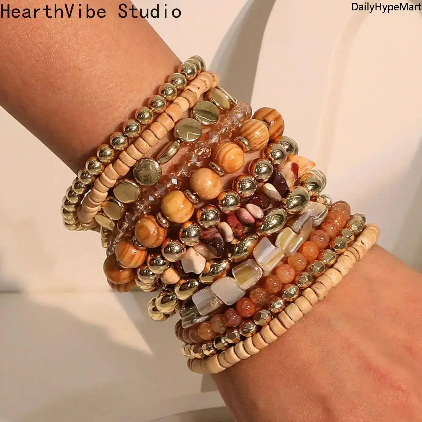 Exquisite Bracelet Set, Boho Handmade Bead Craft for Layered Elegance, Stackable Bangles for Unisex Everyday Wear, Beaded Look, Bangle, Elegant, Casual, Bohemian Jewelry, Boho Style Bracelet, Funky