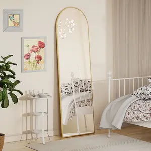 BEAUTYPEAK 59"x 16" Full Length Mirror Arched Standing Floor Mirror Full Body Mirror,Gold