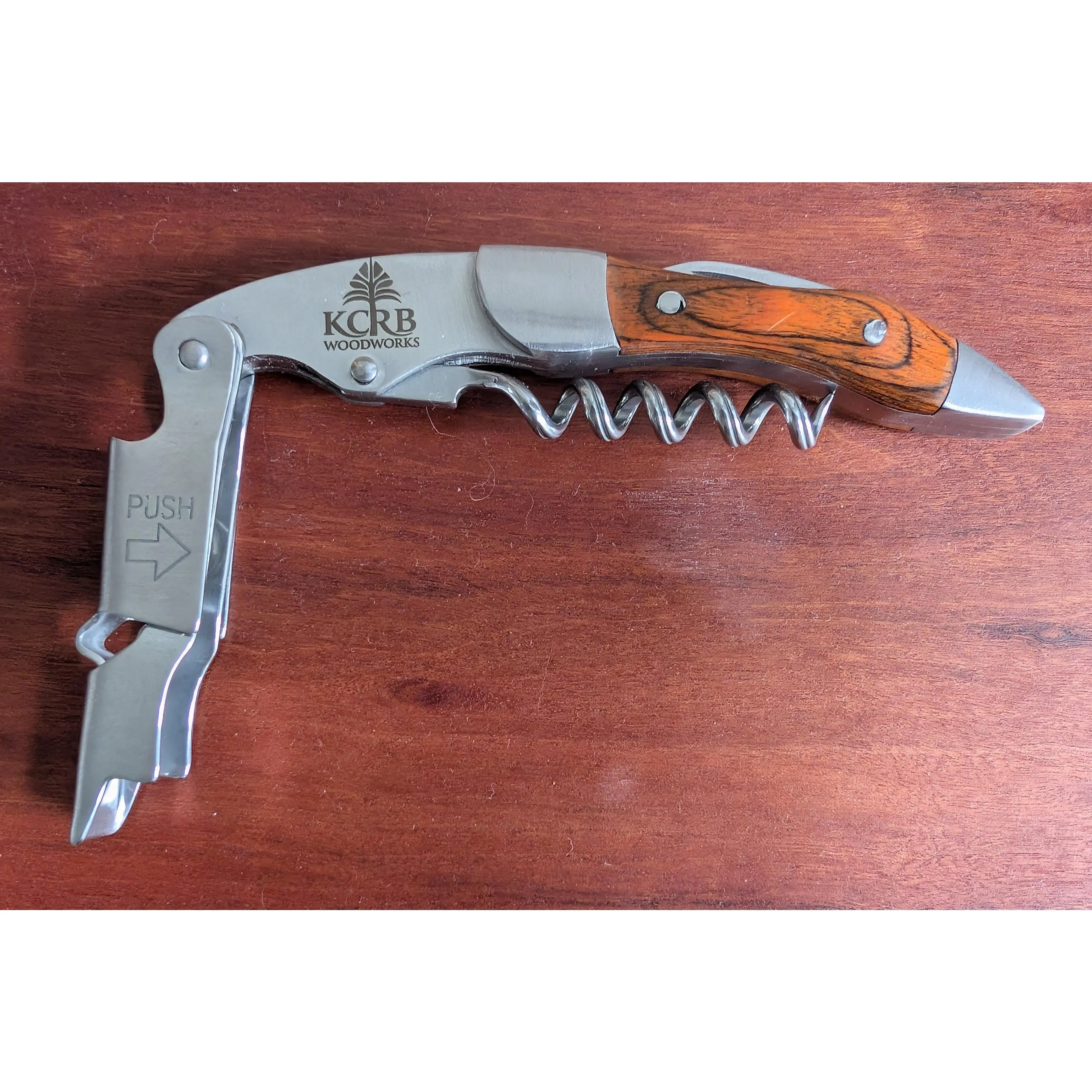 Corkscrew Wine Opener – Wood Handle Wine Key (Custom Engraving Available)