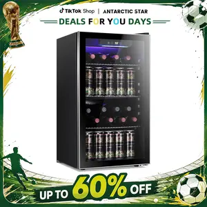 Antarctic Star Beverage Refrigerator Cooler 0.64-4.5Cu.ft 24-145 Can Wine Cooler Cabinet Mini Wine Cellar Beer Soda Clear Glass Door Bar Fridge Quiet Compressor Adjustable Temp Freestanding Indoor Use for Home Office Bar Freezer Box Durable
