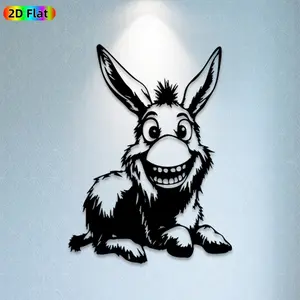 1pc Donkey Metal Wall Art, Cheerful Donkey Statue Mural, Ideal Gift for New Year, Easter, Animal Decor Enthusiasts, Weather-Resistant Metal Wall Decor Wall Sculptures, Perfect for Outdoor Fence & Indoor Living Room Wall Donkey Enthusiasts