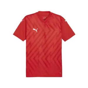 PUMA Mens Teamglory V-Neck Short Sleeve Jersey Casual - Red