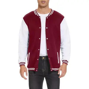 Men's Lightweight Slim Fit Button Down Bomber Varsity Baseball Letterman Jacket Windbreaker