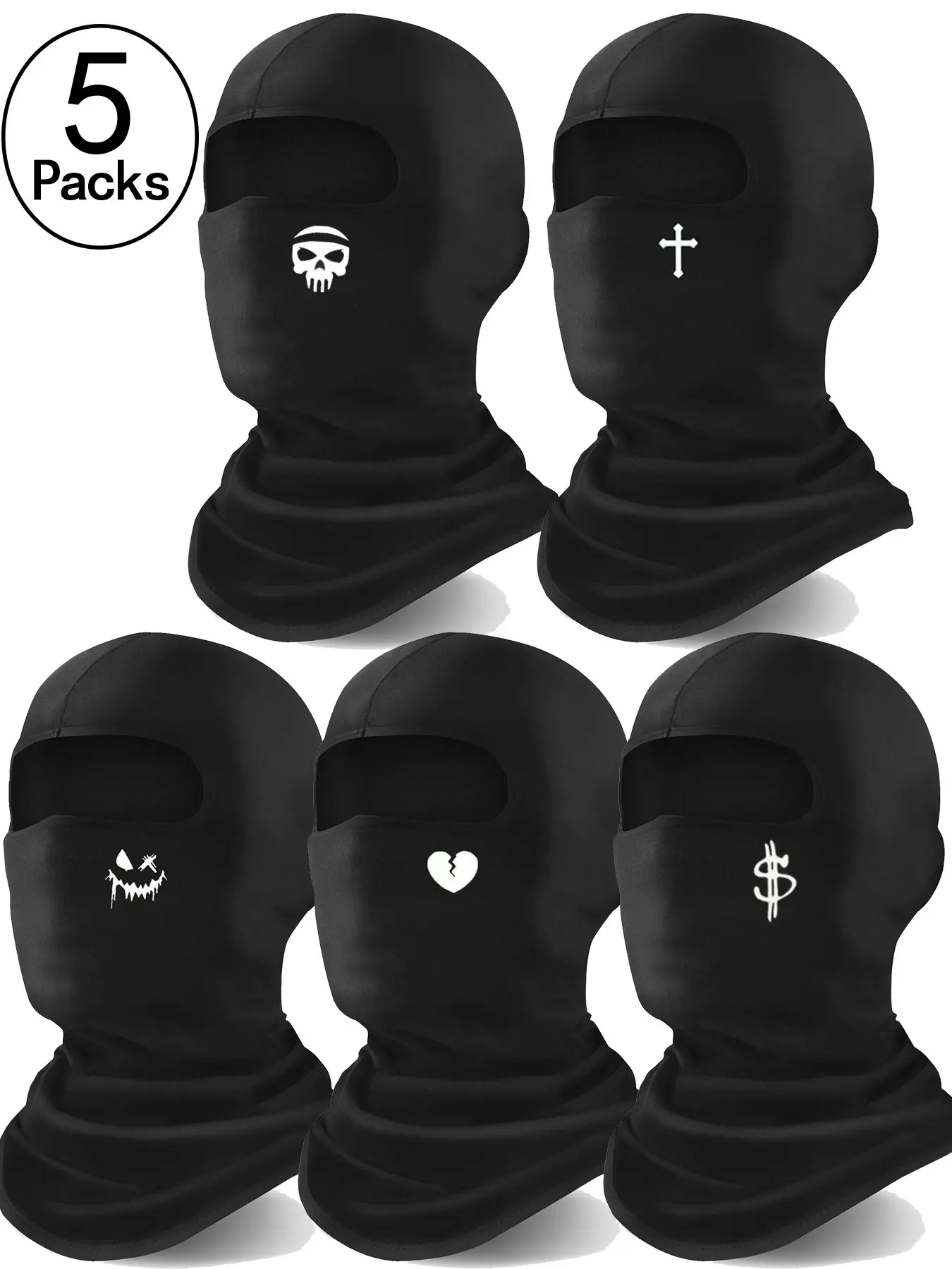 5 pcs Ski Balaclava Headwear Masks for Men and Women, Lightweight Sun-Protection Face Covers for Motorcycle, Snowboard and Motocross, Balaclava Hood
