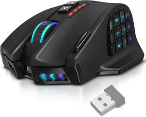 Venus Pro RGB Wireless MMO Gaming Mouse, 16,000 DPI Optical Sensor, 2.4 Ghz Transmission Technology, Ergonomic Design, 16M Chroma RGB Lighting, 16 Programmable Buttons, up to 70 Hours