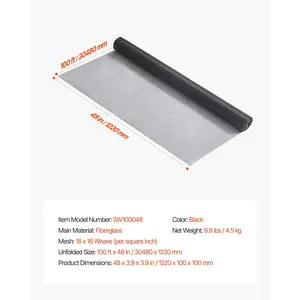 VEVOR Window Screen Replacement, 100 ft× 48 in Window Screen Mesh, DIY Adjustable Fiberglass Screen Mesh - Durable, Washable Easy to Install, Window Screen Repair Kit for Patio Porch Door Windows