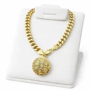 7 Potencias Bracelet – Gold Plated Cuban Link Medallion Bracele