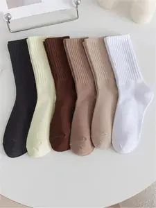 Women's Solid Crew Socks, Fashion Casual Comfy Mid Calf Socks, Summer Outfits 2024, Women Socks for All Seasons Daily Wear