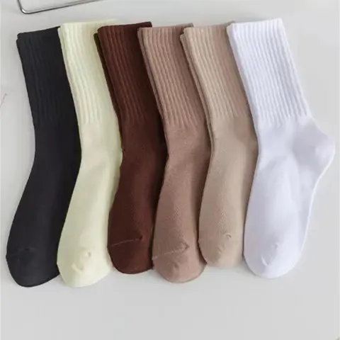 Women's Solid Jacquard Crew Socks, Fashion Casual Comfy Mid Calf Socks, Summer Outfits 2024, Women Socks for All Seasons Daily Wear