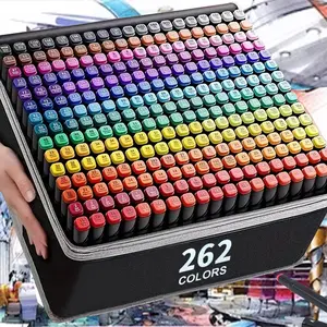 204/168/262 Color Dual-Headed Professional Permanent Art Markers Pen, Anime Coloring Illustration School Supplies, Christmas Halloween New Year Gifts