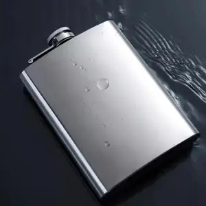 1 Piece Stainless Steel Hip Flask, Durable Whiskey Flask, Square Wine Flask, Portable Wine Bottle For Outdoor