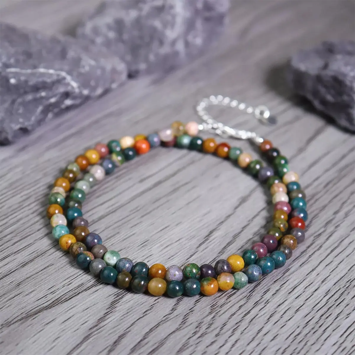 Handmade Ocean Jasper Choker Necklace, Retro 4mm Beaded Gemstone Jewelry for Men and Women, Meaningful Birthday Gift with Healing Properties, Beaded Necklaces, Vibrant, Meaningful Gifts, Daily, Accessory Necklace, Choker Jewelry