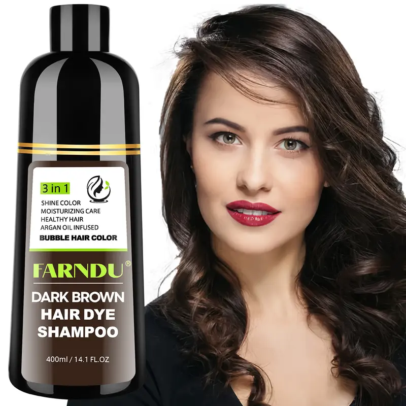 FARNDU-Hair Dye Shampoo for Men & Women - Ammonia-Free, Parabens-Free, Moisturizing Formula with Argan, Olive, Noni, and Wild Ginseng for Gray Hair, Christmas Gift