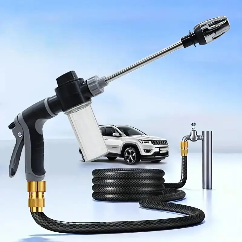 High Pressure Car Wash Water-Gun, Multifunctional Plastic Long Handle Foam-Gun, Adjustable Water-Gun Nozzle for Garden Watering, Car Washing & Pet Cle