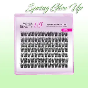 VEYESBEAUTY Dreamy 10mm-18mm Cluster Lash Single Length Refill & Replacement OptionFor Mixed Length Invisible Band Lashes Eyelashes Newbie's Five-Second Volume Wispy Soft Comfortable Mini Tray Makeup Cosmetic for Self Application at Home