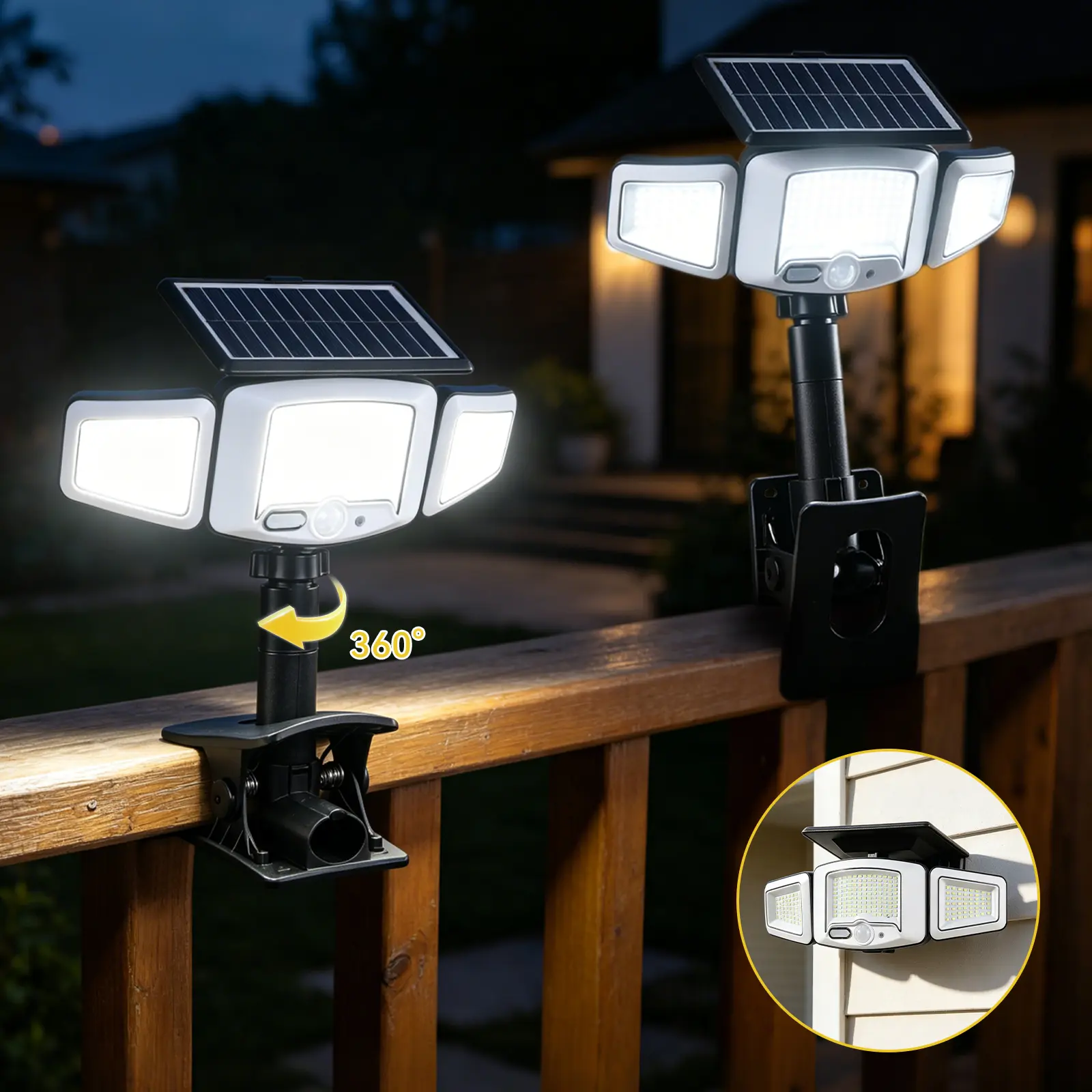 FABSTYL Solar Motion Sensor LED Outdoor Lights - USB Charging, 4 Lighting Colors, Adjustable Flashlight Mode, Remote Control, Waterproof - Home Security, Decking & Patio Lighting