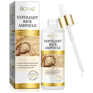 ikzee Rice Exfoliating Essence 100ml: Rice exfoliating essence, gentle skin renewal, moisturizing, brightening and nourishing, pore cleansing, full-body exfoliation. Gently softens dead skin cells. Free of exfoliating beads.