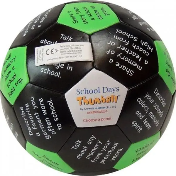 Talicor 9042 6 in. 32 Panel School Days Thumball - Black & Green