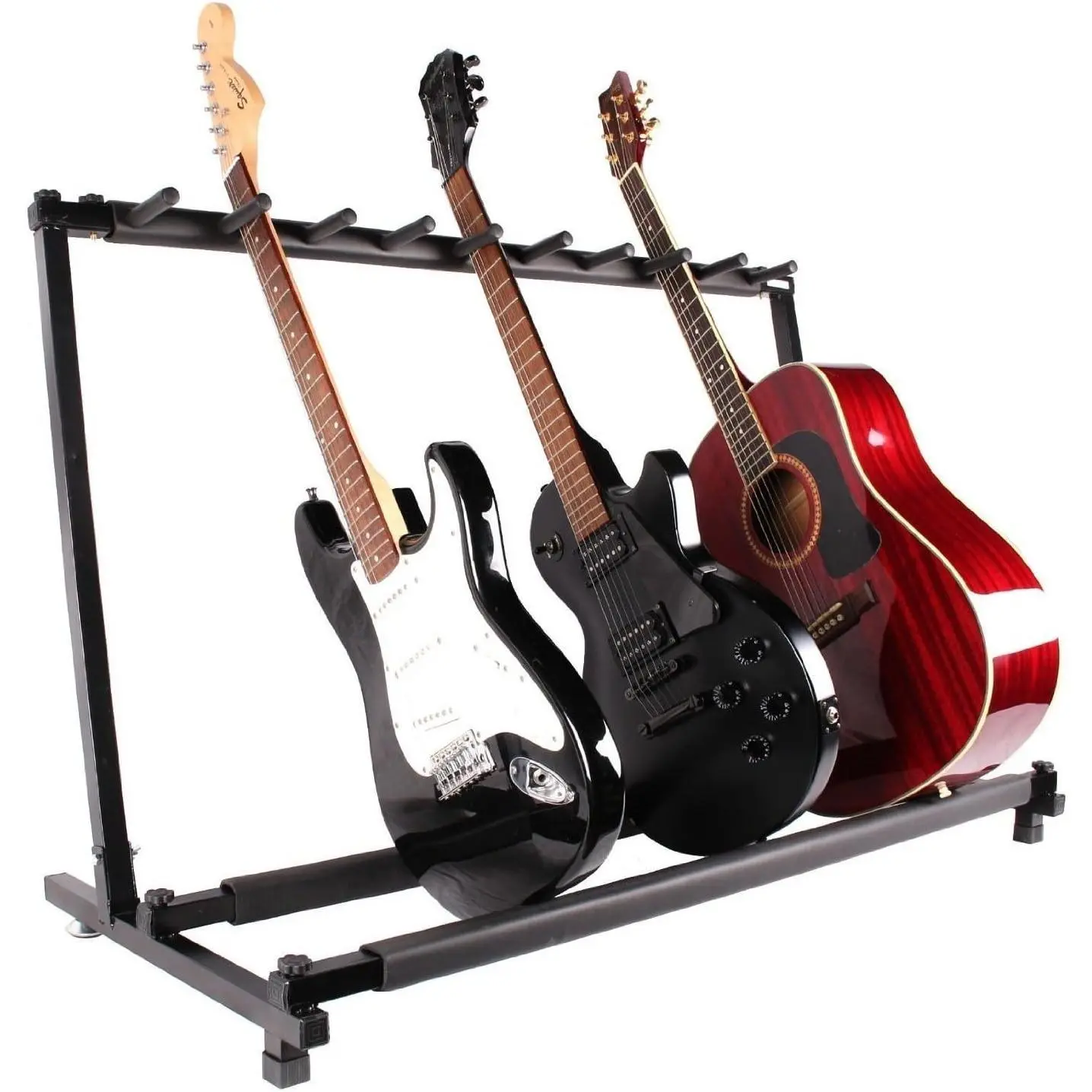 Glarry Sturdy Foldable Black Iron 9-Holder Guitar & Bass Stand Rack, Portable Music Accessory That Fits Acoustic Guitars, Stays Put, Easy Transport, Folds Up for Easy Transport, Gift Ideas For Music Lovers, Multi-Guitar Stand Guitars & Gear Accessories
