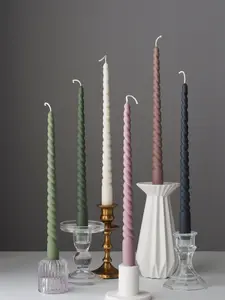 Ellie Twisted Taper Candle, Spiral Colorful Candle, Soy Beeswax, Wedding Candle, Home decor, Handmade Gift, Maximalist, 11 1/4" (A Pair）