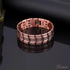 Men's Copper Bracelet, 3X Super Strong Magnetic Wristband, 99.99% Pure Copper with 3500 Gauss Neodymium Magnet, Adjustable, All-round Healing and Health Accessories, Fashionable Magnetic Strap, Elegant Wrist Ring,  High-Quality Magnetic Wearable