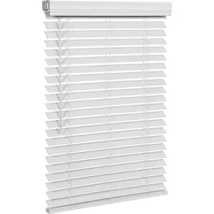 LUCKUP 2" Slat Faux Wood Blinds with Crown Valance- Cordless Horizontal Blinds Room Darkening Blinds for Windows Bedroom, Bathroom, Living Room, Glass Door Interior Decor