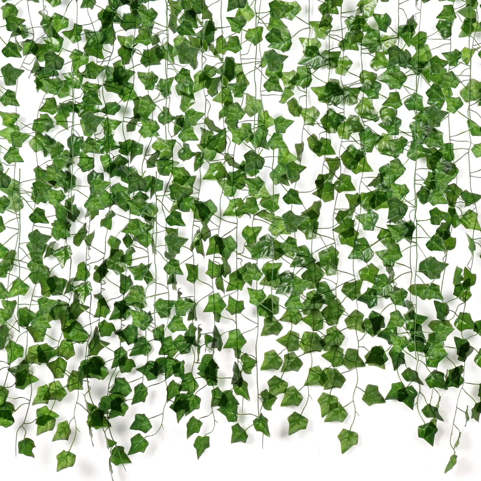 12-Pack Silk Artificial Ivy Vine Garland (Total 84 Ft), Decorative Leaf Green Hanging Plant Vines, Home Wall, Wedding Decoration Supplies
