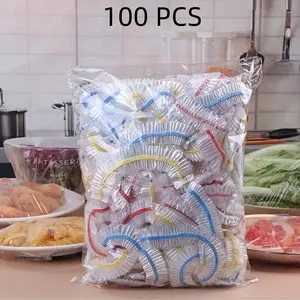 Reusable Washable Kitchen Food Storage Bags, Containers, 100pcs Elastic Transparent Plastic Wrap Preservation, Durable & Reusable Kitchen Accessories for Daily Use