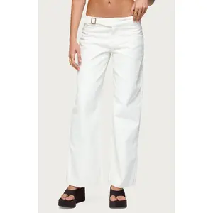 Edikted Women's Buckle Low Rise Straight Leg Pants