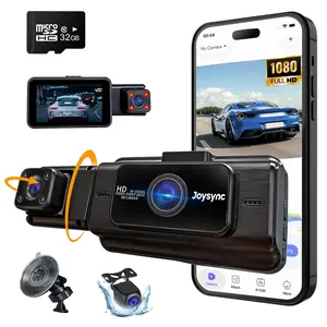 3 Channel Dash Cam Front and Rear, 1080P Dash Camera for Cars, Car Camera Front Rear and Inside/Back with 64GB Card,, Loop Recording, HDR, Night Vision, G-Sensor, 24Hr Parking Monitor