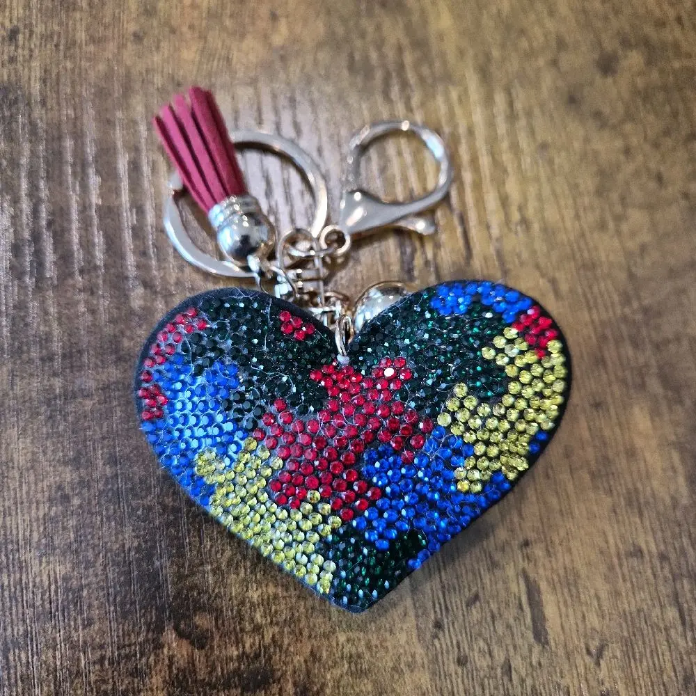 LGS Charms - Hearts - Rhinestone Keychain Fashion Accessory with Tassel
