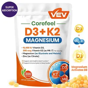 VEV Corefeel Vitamin D3 K2 Softgels, NSF Certified Daily Wellness Supplement