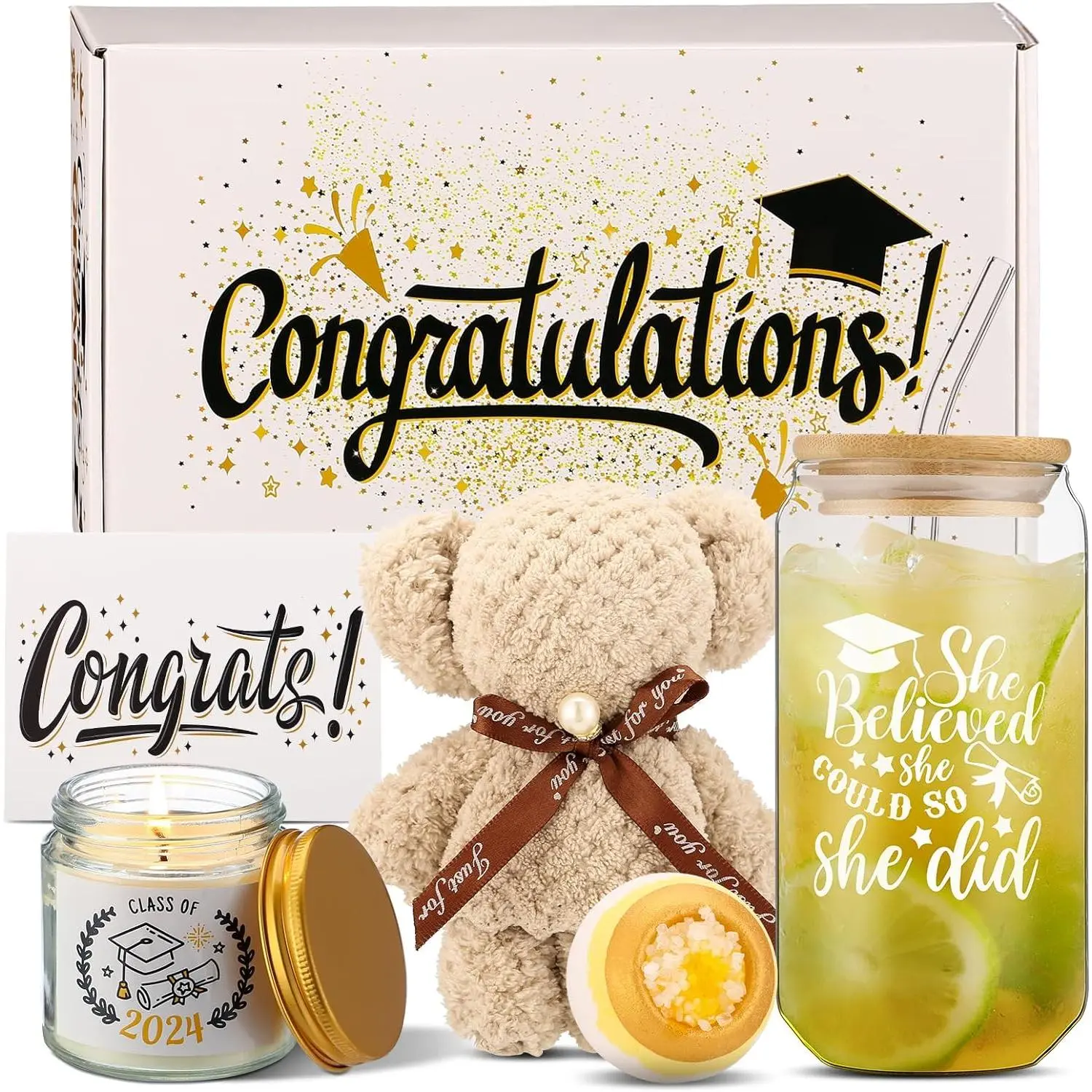 Graduation Gifts for Her Him 2024, Congrats Grad Gifts She Believed She Could So She Did, Class of 2024 Gifts Box with Graduation Card, Funny High School College Congratulation Gift for Women Men
