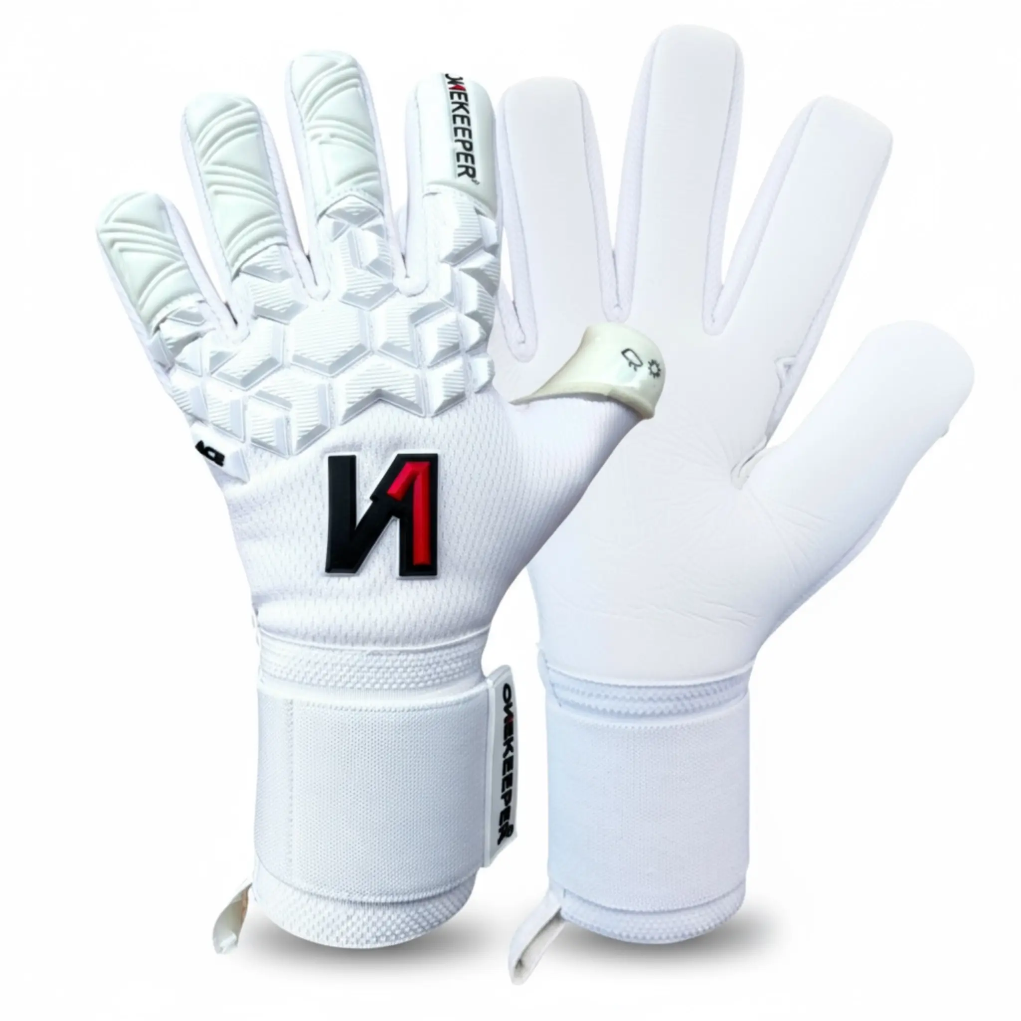 ONEKEEPER Goalkeeper Gloves, ACE White Negative Cut with German Contact Latex for Adults & Youth - Pro-Level Grip, Comfortable Fit & Easy Use