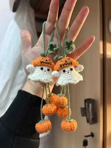 Cute Ghost Car Charm, Ghost On A Swing Car Charm, Crochet, Halloween Car Accessory, Car Ornament, Mirror Accessory, Birthday Gift