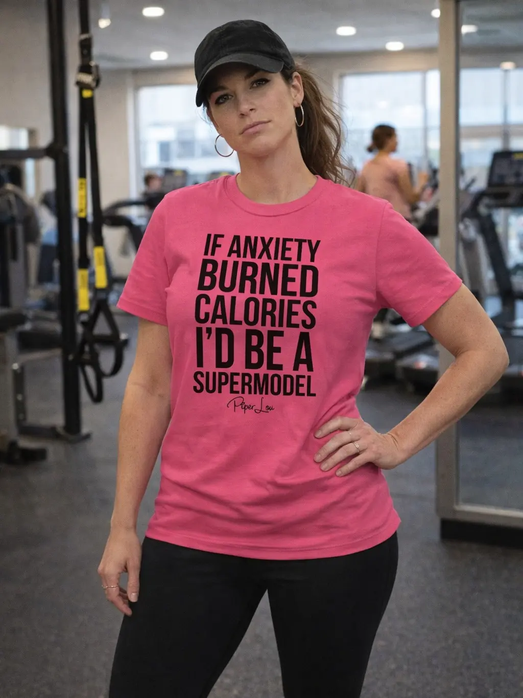 Women's Graphic T-Shirt, "If Anxiety Burned Calories" Funny Slogan, Casual Short Sleeve Comfy Basics in Soft Ring-Spun Cotton & Polyester