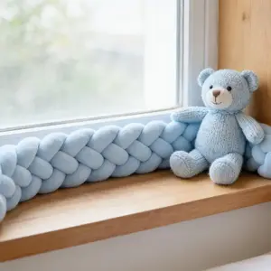 Braided Long Throw Pillow - Soft Knotted Woven Cushion Pad for Nursery, Sofa, Bedroom Inspo Decor, 78.7in/200cm